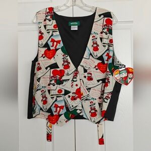 Croft & Barrow Festive Cartoon Print Vest, Size L